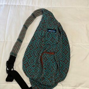 Kavu Blue and Brown Belt Bag with Geometric Design